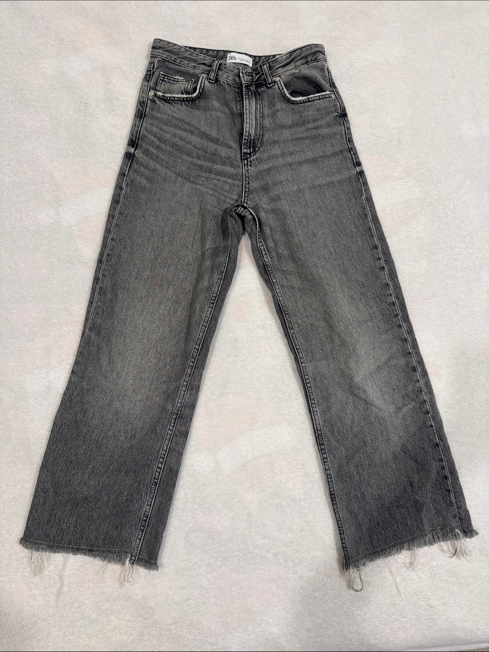 Zara Wide-Leg High-Rise Jeans - Charcoal Gray